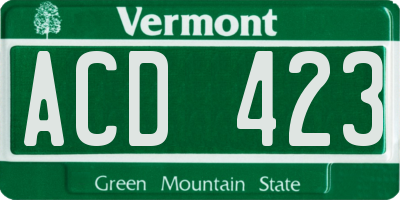 VT license plate ACD423