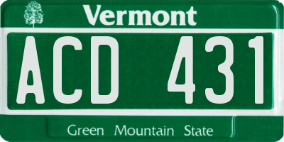 VT license plate ACD431