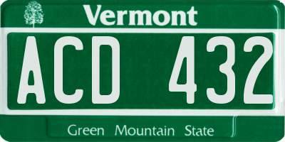 VT license plate ACD432