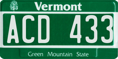 VT license plate ACD433