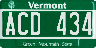 VT license plate ACD434