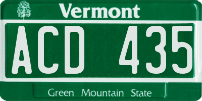 VT license plate ACD435