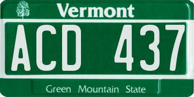 VT license plate ACD437