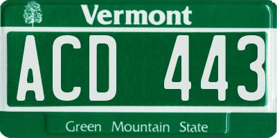 VT license plate ACD443