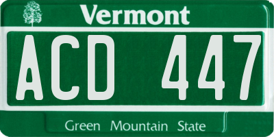 VT license plate ACD447