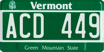 VT license plate ACD449