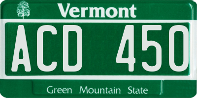 VT license plate ACD450