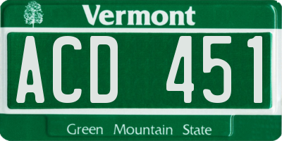 VT license plate ACD451