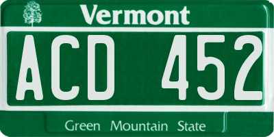 VT license plate ACD452