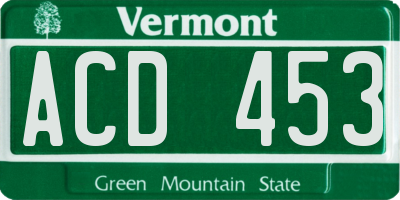 VT license plate ACD453