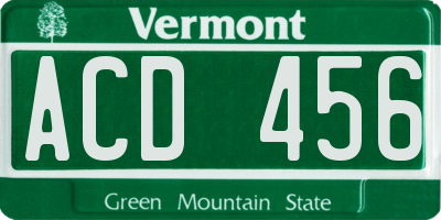 VT license plate ACD456