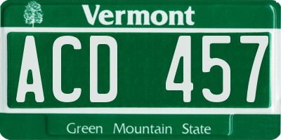 VT license plate ACD457