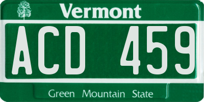 VT license plate ACD459