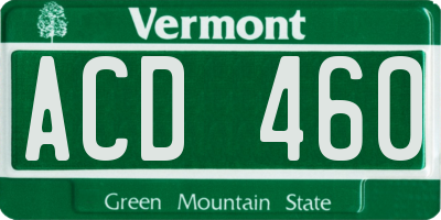 VT license plate ACD460