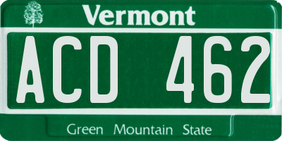 VT license plate ACD462