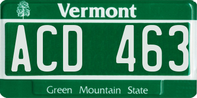 VT license plate ACD463