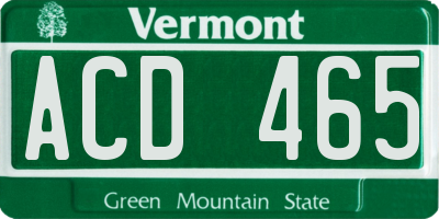 VT license plate ACD465