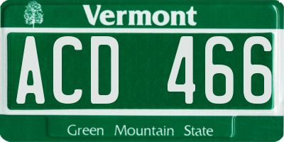 VT license plate ACD466