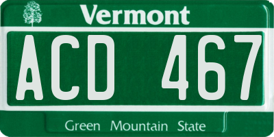 VT license plate ACD467