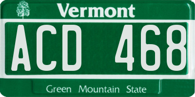 VT license plate ACD468