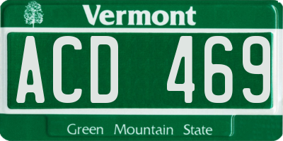 VT license plate ACD469