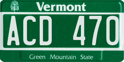 VT license plate ACD470