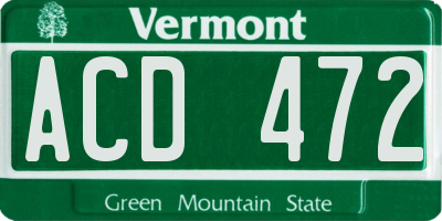 VT license plate ACD472