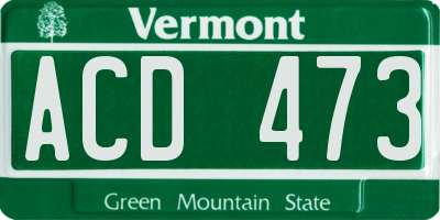 VT license plate ACD473