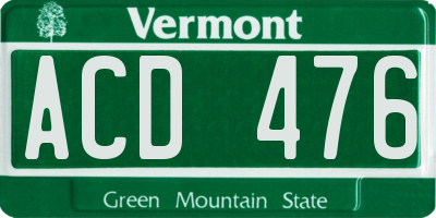 VT license plate ACD476