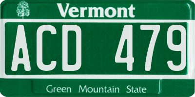 VT license plate ACD479