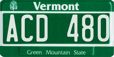 VT license plate ACD480