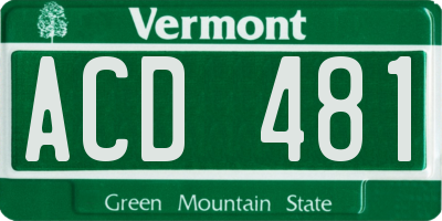 VT license plate ACD481