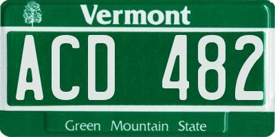 VT license plate ACD482