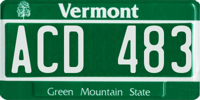 VT license plate ACD483