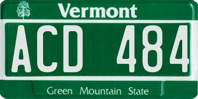 VT license plate ACD484