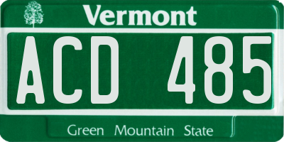 VT license plate ACD485