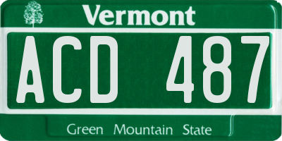 VT license plate ACD487