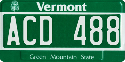 VT license plate ACD488