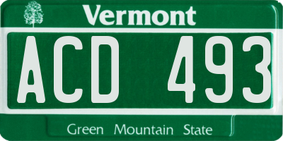 VT license plate ACD493