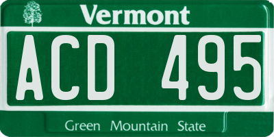 VT license plate ACD495