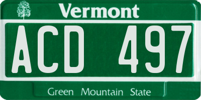 VT license plate ACD497