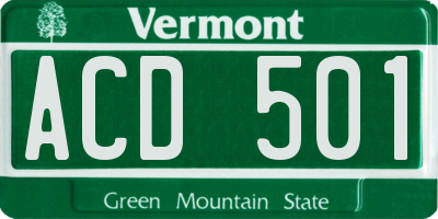 VT license plate ACD501