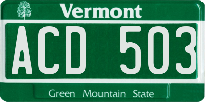 VT license plate ACD503