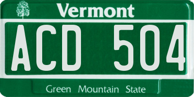 VT license plate ACD504