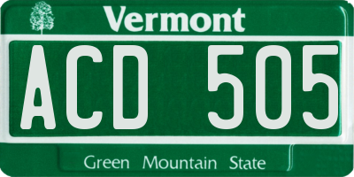 VT license plate ACD505