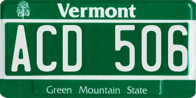 VT license plate ACD506