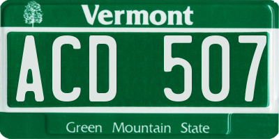 VT license plate ACD507