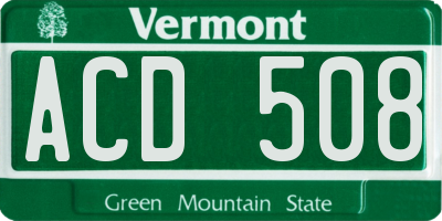 VT license plate ACD508