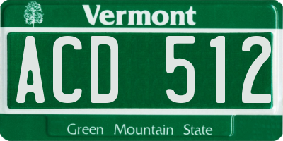 VT license plate ACD512