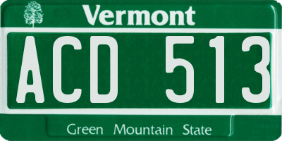 VT license plate ACD513